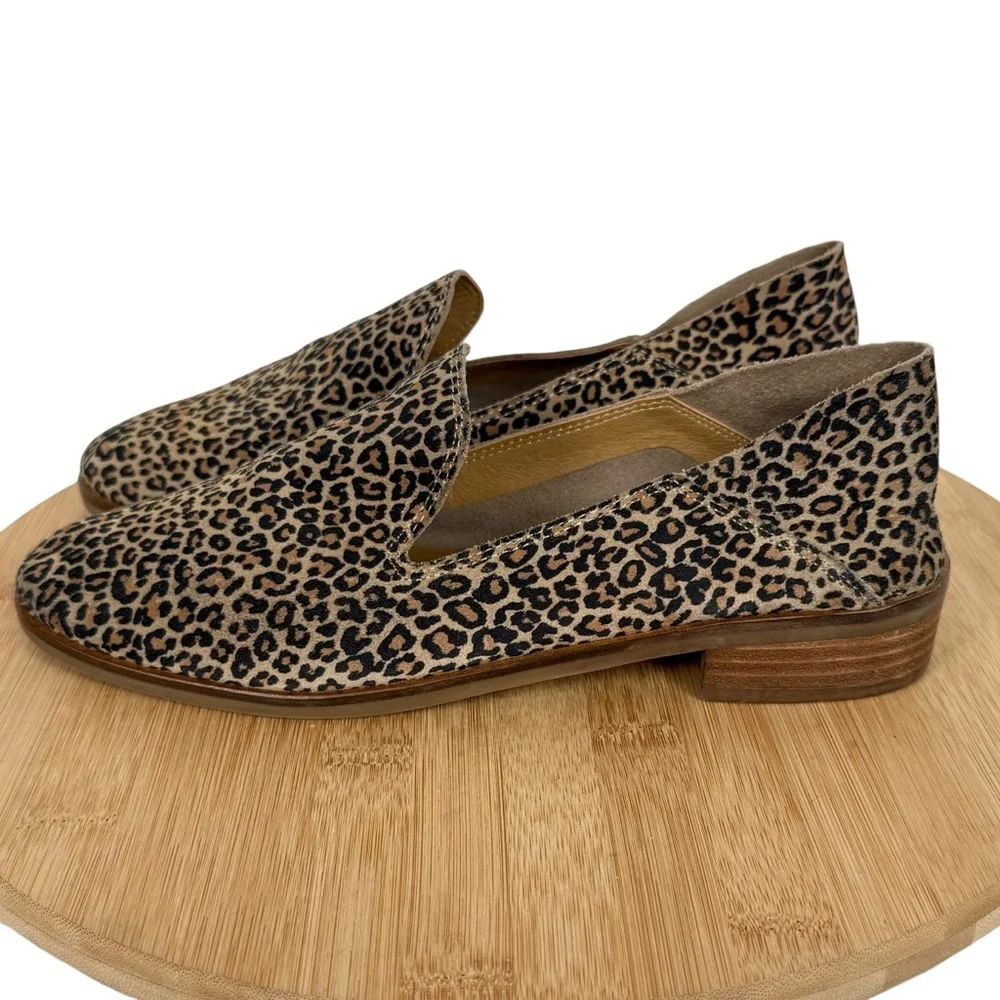 Lucky Brand Cahill Leopard Calf Hair Loafers Women’s Size 7.5M Leather Upper
